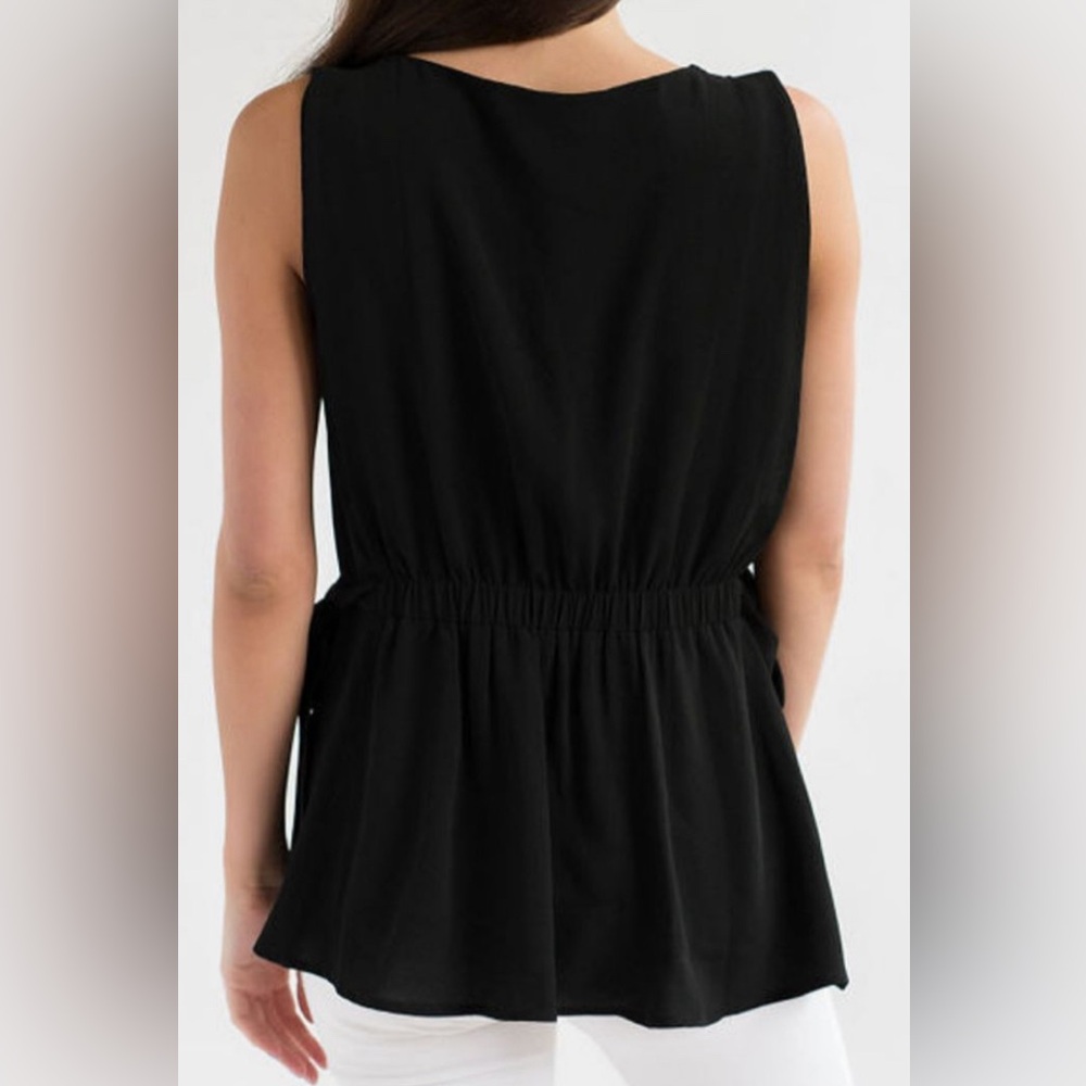 DKNY DRESSY V-NECK TANK TOP SIDES TIES ELASTIC WAIST SLEEVELESS BLACK SIZE S - Picture 5 of 10